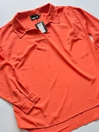 Bluzki damskie - PIECES BLUZKA KOSZULA TUNIKA DAMSKA R.L DŁUGI RĘKAW KOŁNIERZK POMARAŃCZ - miniaturka - grafika 1