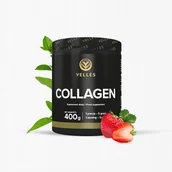 Włosy, skóra, paznokcie - Velles Collagen Pure, Kolagen Wołowy w Aromatycznym Proszku, Truskawkowy, 400g - miniaturka - grafika 1