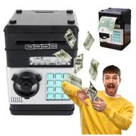 Skarbonki - Sejf Dla Dzieci Na Pin Skarbonka Duża Elektroniczna Bankomat Czarny Monety - miniaturka - grafika 1