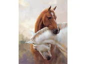 Rękodzieło - Haft Diamentowy, Obraz, Mozaika Diamentowa Diamond Painting, DWA KONIE 30x40cm - miniaturka - grafika 1