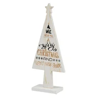 Ozdoby bożonarodzeniowe - H&S Decoration, Choinka drewniana wzór 3, Biały, 25 cm - miniaturka - grafika 1