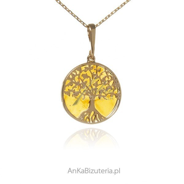 ankabizuteria.pl Piękne pozłacane DRZEWKO SZCZĘŚCIA z bursztynem MAŁA