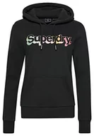 Bluzy damskie - Superdry Vintage Cl Metallic Hood Bluza damska, Washed Black, 34 - miniaturka - grafika 1