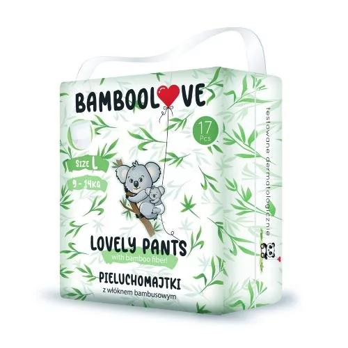 BAMBOOLOVE PIELUCHOMAJTKI Z WŁÓKNEM BAMBUSOWYM ROZMIAR L 9 - 14 kg (17 szt.) -