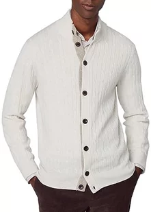 Hackett London Męski sweter kardigan Cable Fbutton, Szary (Silverbirch), XL - Swetry męskie - miniaturka - grafika 1