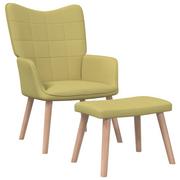 Fotele - vidaXL Fotel z podnóżkiem 62 x 68,5 x 96 cm zielony obity tkaniną 327935 - miniaturka - grafika 1