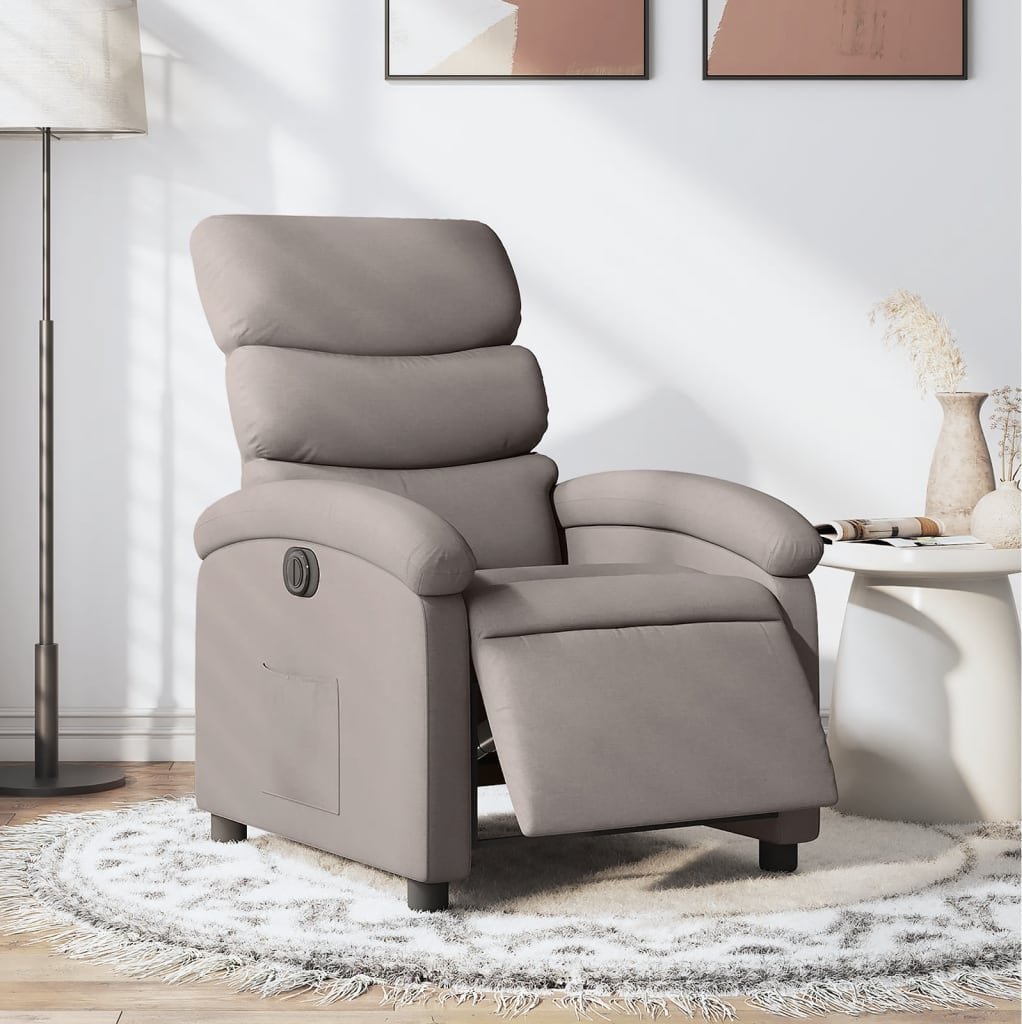 vidaXL vidaXL Elektryczny fotel rozkładany, kolor taupe, obity tkaniną