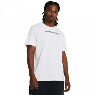 Męski t-shirt z nadrukiem Under Armour UA HW Logo Overlay EMB SS - biały - UNDER ARMOUR - Koszulki sportowe męskie - miniaturka - grafika 1