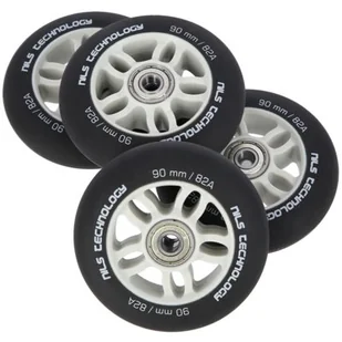 Nils EXTREME PU 90x24 82A CZARNE MATOWE (4 szt.) + ABEC-9 CHROME (8 szt.) ZESTAW EXTREME - Akcesoria do skatingu - miniaturka - grafika 1