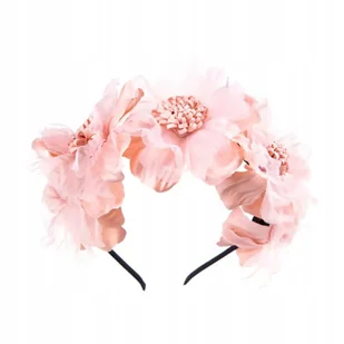 Opaska do włosów wianek duże kwiaty różowy - Ozdoby do włosów - miniaturka - grafika 1