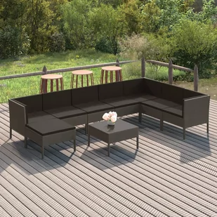 vidaXL 9-cz zestaw wypoczynkowy do ogrodu poduszki szary rattan PE 3094426 - Meble ogrodowe - miniaturka - grafika 1