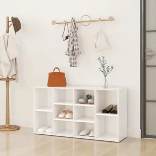 vidaXL Ławka na buty biała 103x30x54,5 cm Materiał drewnopochodny - Stojak na buty - Półki na buty - Ławka na buty - Ławki na buty - Szafki na buty - miniaturka - grafika 1