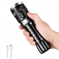 Latarki - Latarka akumulatorowa 5 trybów, 1500 lumenów, ultramocna latarka LED z baterią 18650 mAh, wodoodporność IP45, wojskowa latarka taktyczna do biwakowani - miniaturka - grafika 1