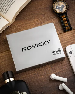 Skórzane etui na karty i dokumenty zapinane na zatrzask - Rovicky - Portfele - miniaturka - grafika 9