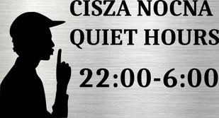 Tabliczka aluminiowa na drzwi ścianę Cisza Nocna 15x10 Nierdzewna - Tablice i flipcharty - miniaturka - grafika 1