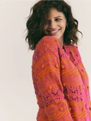 Swetry damskie - Reserved - Wzorzysty kardigan z bawełną - wielobarwny - miniaturka - grafika 1