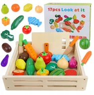 Klocki - Klocki Magnetyczne Drewniane Owoce Warzywa Klocki Duży Zestaw Montessori - miniaturka - grafika 1