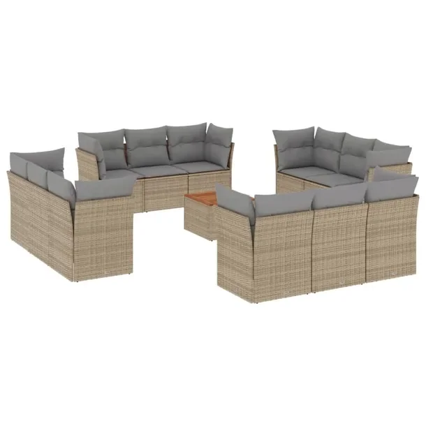 Zestaw mebli ogrodowych modułowych beżowy rattan PE, stół 55x55x37 cm