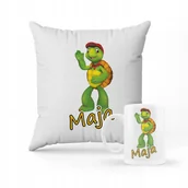 Gadżety dla niej i dla niego - ZESTAW PODUSZKA + KUBEK PREZENT DLA DZIECKA ŻÓŁW FRANKLIN + IMIĘ - miniaturka - grafika 1