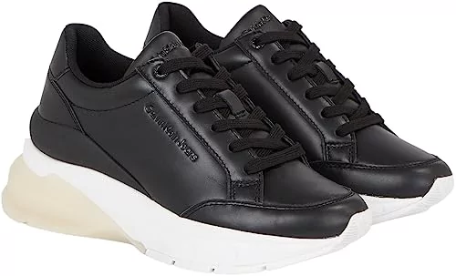 Calvin Klein Damskie buty na koturnie sznurowane Wn z grubą podeszwą, czarne/jasne  białe, 41 EU, Czarny jasny biały, 40 EU - Ceny i opinie na Skapiec.pl