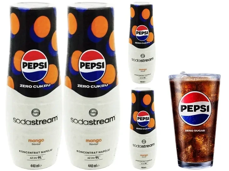 4x Syrop Pepsi Mango Zero Cukru Do Saturatora Sodastream 9l Napoju Z 440ml