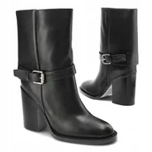 Botki damskie - Czarne botki krótkie kozaki damskie Carinii B9940 skóra eleganckie R.36 - miniaturka - grafika 1