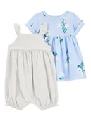 Spodenki dla niemowląt - carter's 2-częściowy zestaw w kolorze szaro-błękitnym - miniaturka - grafika 1