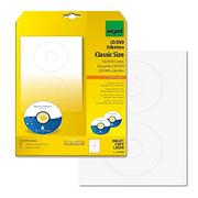 Etykiety do drukarek - SIGEL LA525 etykiety na płyty CD/DVD białe, nieprzezroczyste, 50 etykiet = 25 arkuszy, z pomocą centrowania, ClassicSize 41 mm otwór wewnętrzny - miniaturka - grafika 1
