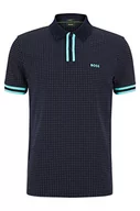 Koszulki męskie - BOSS Męska koszulka polo Paddy 5 Slim-Fit ze stretchu bawełny z nadrukiem w kropki, Dark Blue402., XS - miniaturka - grafika 1