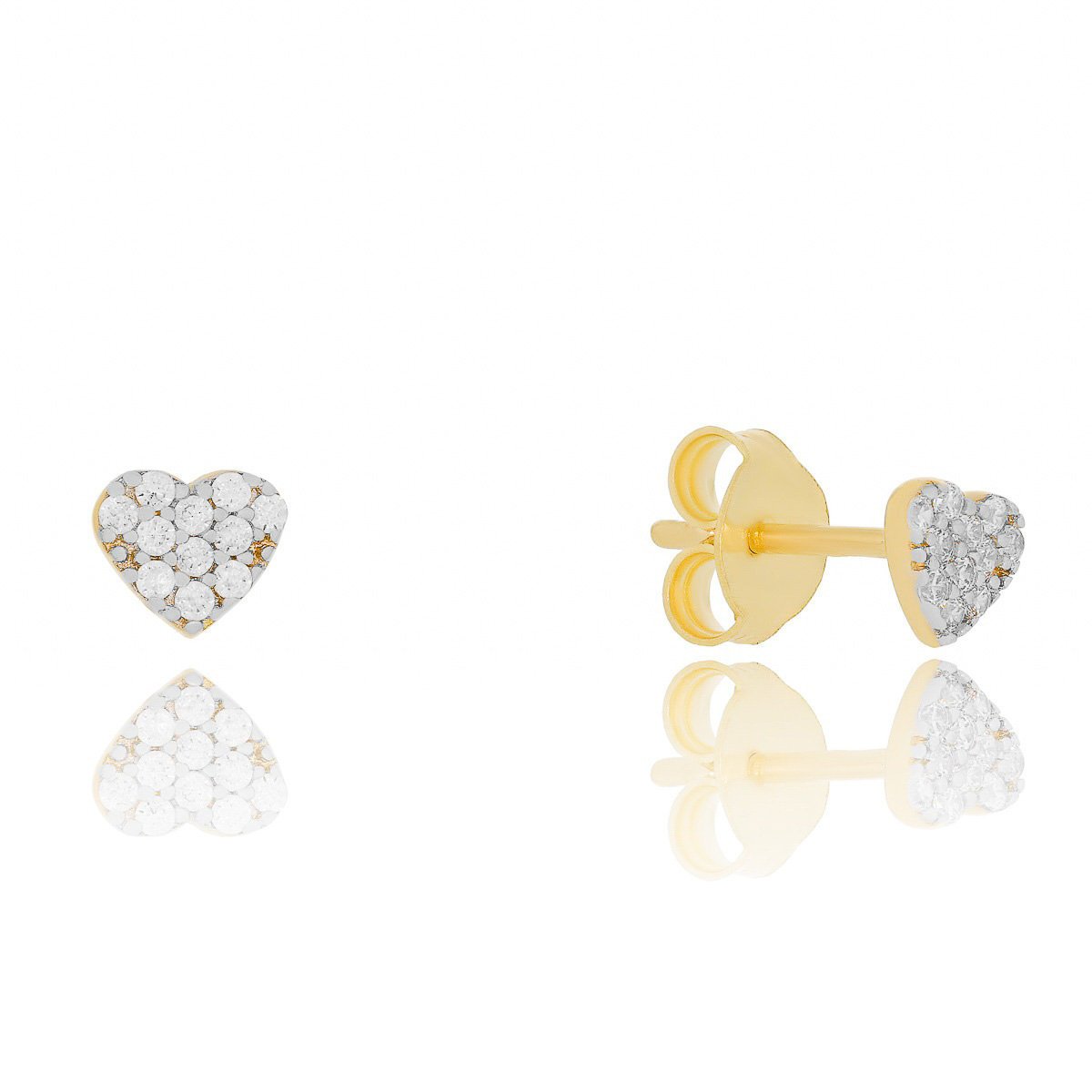 Złote kolczyki serduszka z cyrkoniami sztyfty pr. 333