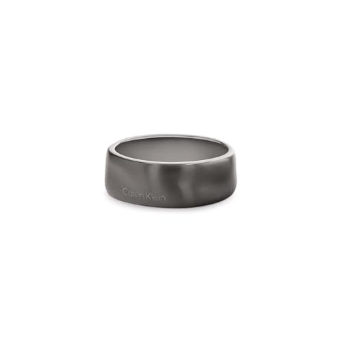 Calvin Klein Męski pierścionek z kolekcji CK METALLIC WAVES z powłoką jonową GunMetal (IP) - 35100036F, Stal nierdzewna, Bez kamieni szlachetnych