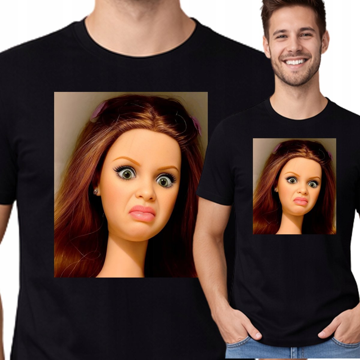 Koszulka Męska Disgusted Doll Face Barbie Mem Prezent S P403 CZARNA