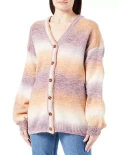 aleva Damski sweter z dzianiny z guzikami 10424755-AL04, beżowy liliowy wielokolorowy, M/L, Beżowy, fioletowy, wielokolorowy, M-L - Swetry damskie - miniaturka - grafika 1