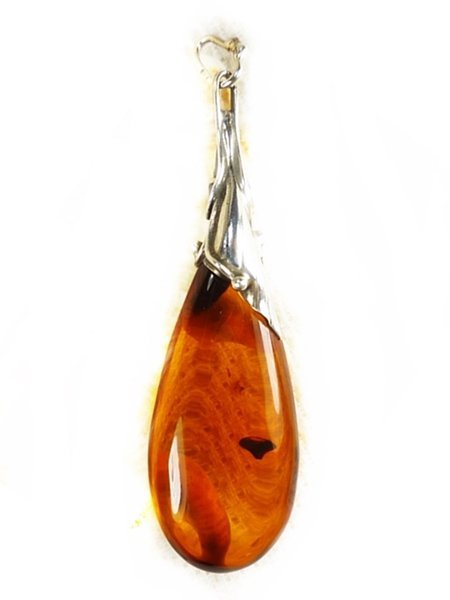 Wisiorek srebrny z bursztynem, handmade 620-911