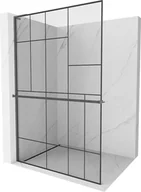 Ścianki i drzwi prysznicowe - Mexen Kioto+ L ścianka prysznicowa z półką Walk-in 70 x 200 cm, czarny wzór, gun gray szczotkowany - 800-070-123-66-78 - miniaturka - grafika 1