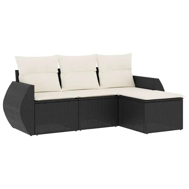 Zestaw mebli ogrodowych Relax & Chill - czarny, rattan PE, 5 elementów