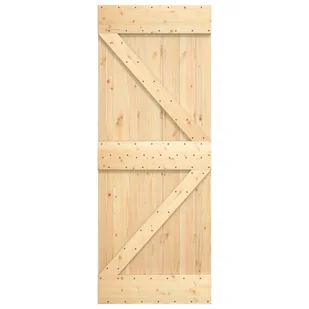 Drzwi przesuwne z osprzętem, 70x210 cm, lite drewno sosnowe 8721012082823 - Drzwi wewnętrzne - miniaturka - grafika 3