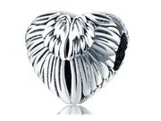 Charmsy - Valerio.pl Rodowany srebrny charms serce serduszko skrzydła anioła srebro 925 BEAD29 BEAD29 - miniaturka - grafika 1