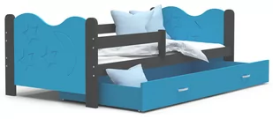 Łóżko parterowe 160x80 szare niebieskie MIKOŁAJ - Łóżka - miniaturka - grafika 1