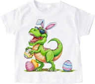 Koszulki dla dziewczynek - Koszulka dla chłopczyka na Wielkanoc z DINOZAUREM - miniaturka - grafika 1