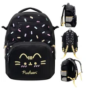 Plecaki szkolne i tornistry - Plecak Szkolny, Pusheen, dwukomorowy, czarny kot - miniaturka - grafika 1