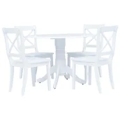 Stoły z krzesłami - vidaXL 5-częściowy zestaw mebli do jadalni, drewno kauczukowca, biały - miniaturka - grafika 1