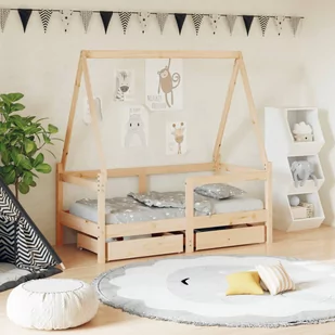 Rama łóżka dziecięcego z szufladami, 70x140 cm, sosnowa Lumarko! - Łóżeczka i kojce - miniaturka - grafika 1