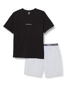 Koszulki męskie - Calvin Klein Piżama męska S/S krótki zestaw, Blk Top, asfalt szary_chambray Btm, L - miniaturka - grafika 1