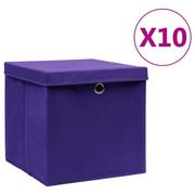 Pudełka i szkatułki - vidaXL Pudełka z pokrywami, 10 szt., 28x28x28 cm, fioletowe vidaXL - miniaturka - grafika 1
