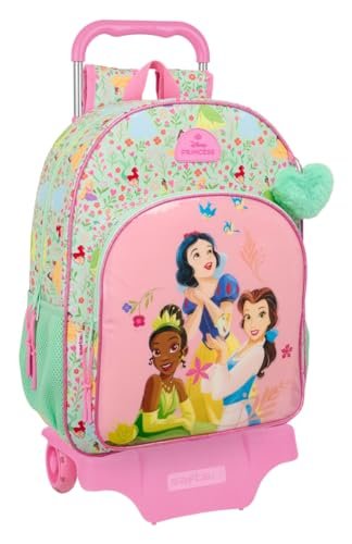 PRINCESAS DISNEY BLOOM - Duży plecak szkolny z wózkiem, plecak dziecięcy, plecak dziecięcy, odpowiedni do wózka, idealny dla dzieci w wieku szkolnym, wygodny i wszechstronny, jakość i wytrzymałość, 33