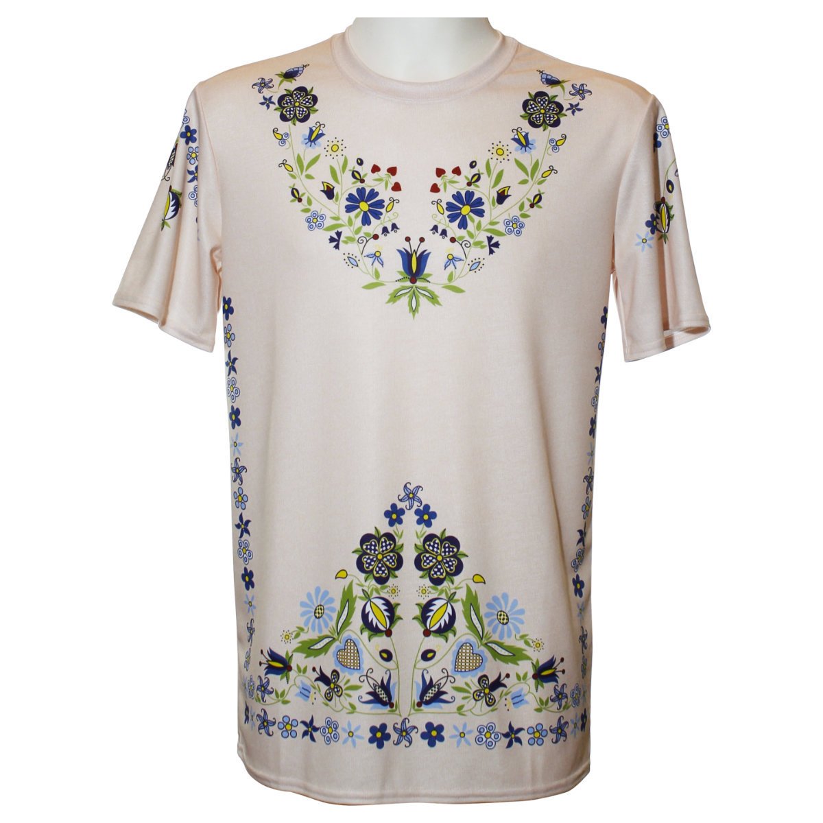 T-shirt folk kaszubski beżowy unisex L