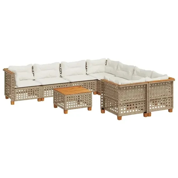 Zestaw mebli ogrodowych modułowych, beżowy, rattan PE, 63,5 x 63,5 x 62 c