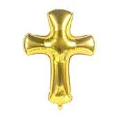 Balony i akcesoria - Balon foliowy Krzyż złoty 78x62 cm - miniaturka - grafika 1