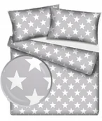 Pościel - pościel bawełna lux 140x200 + 1 poszewka B 351 duże gwiazdy na szarym - miniaturka - grafika 1